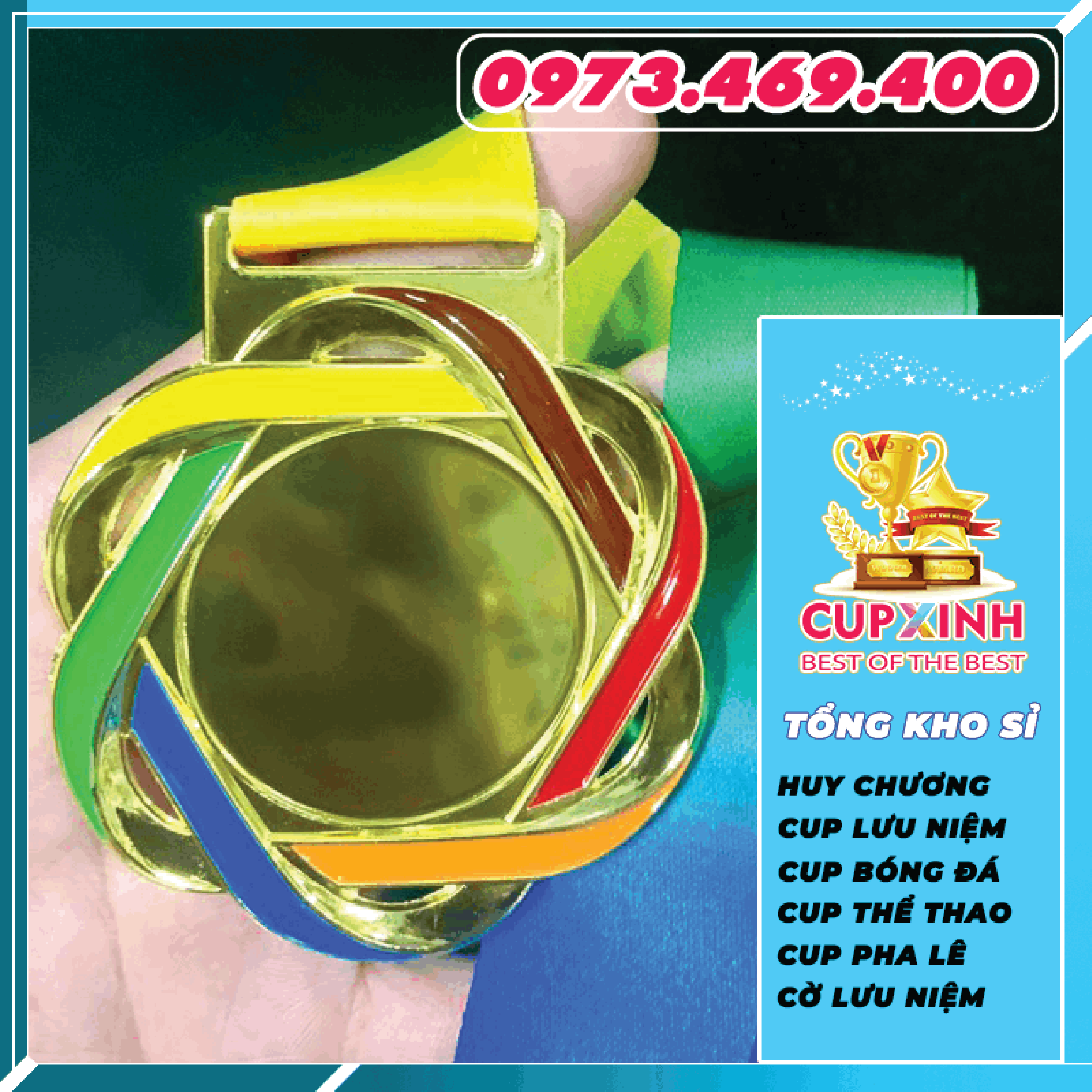 HC005 Ngũ Giác Đan Huy Chương Vàng Bạc Đồng Kim Loại