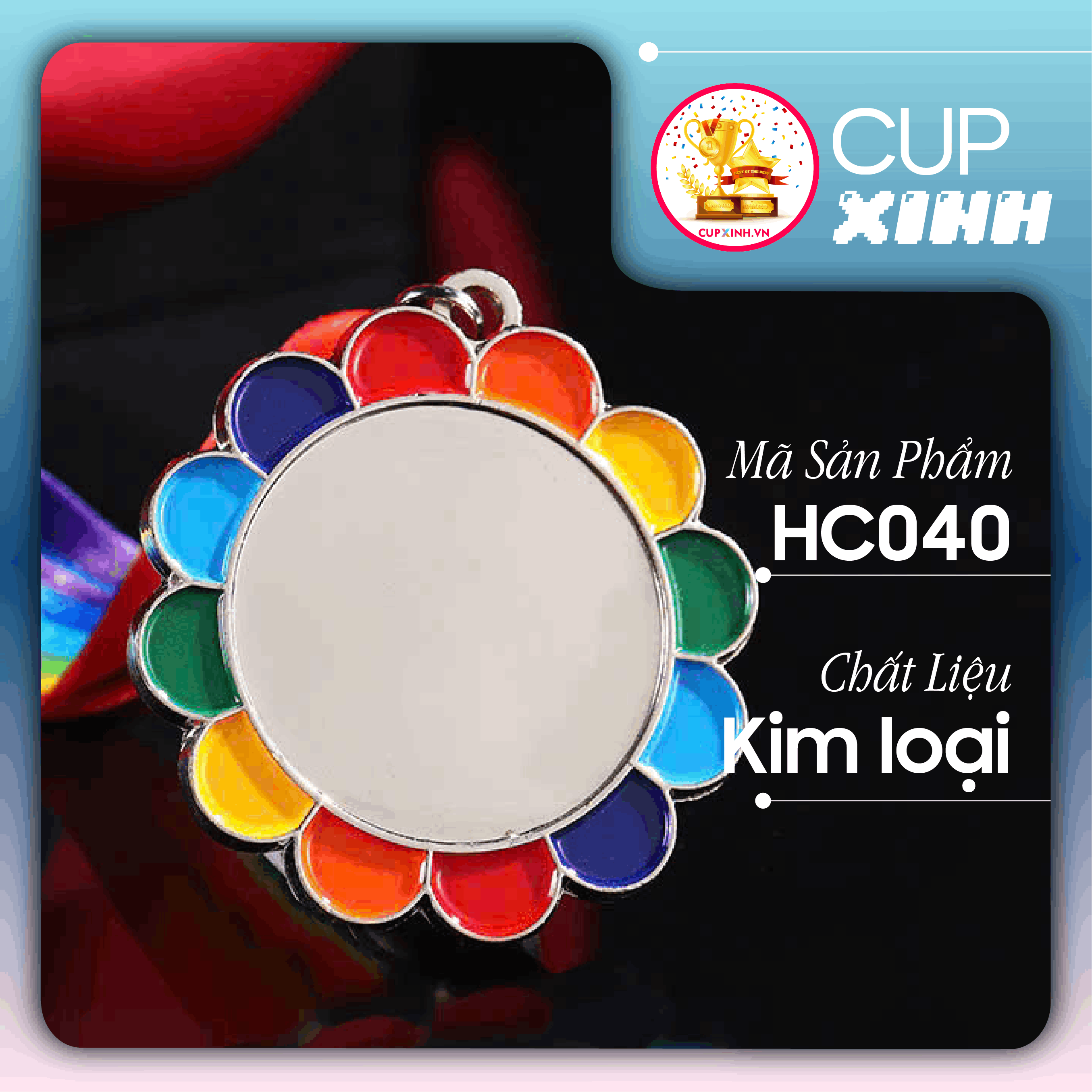 HC040 Huy Chương Bông Hoa Vàng Bạc Đồng Kim Loại Nhiều Màu Sắc