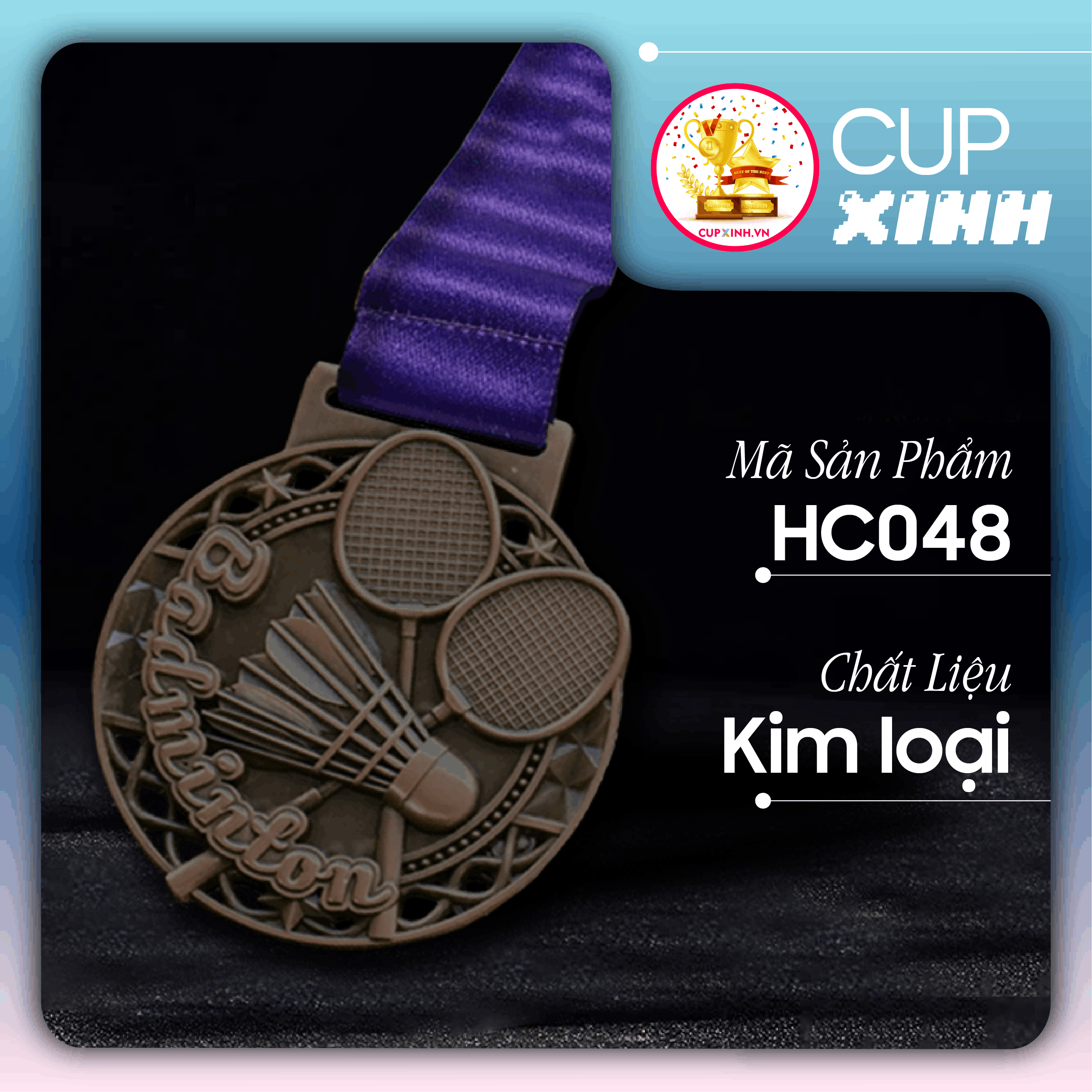HC048 Huy Chương Cầu Lông Vàng Bạc Đồng Kim Loại