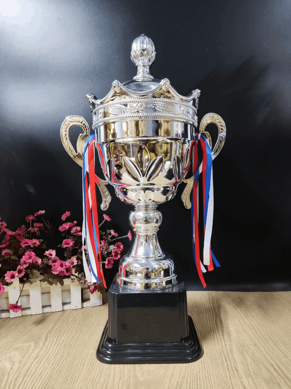 C357 Bạc Cup Vân Hoa 4 Cánh