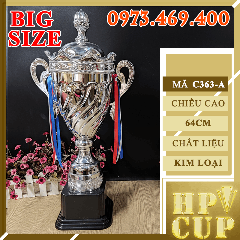 C360 Cup Vân Chéo Cong Cup Bộ Vàng Bạc Size Lớn Kim Loại