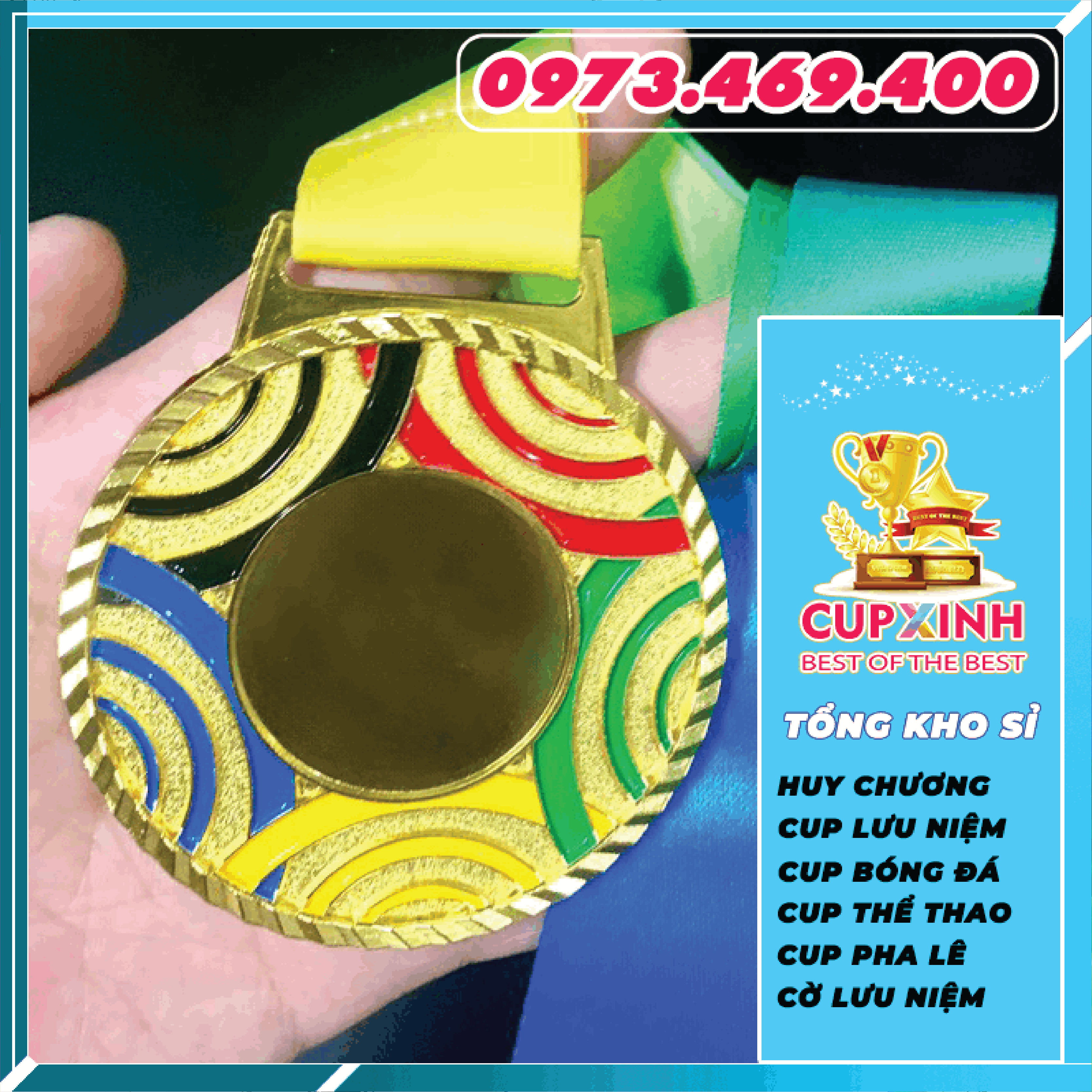HC009 Vân Tròn Huy Chương Vàng Bạc Đồng Kim Loại