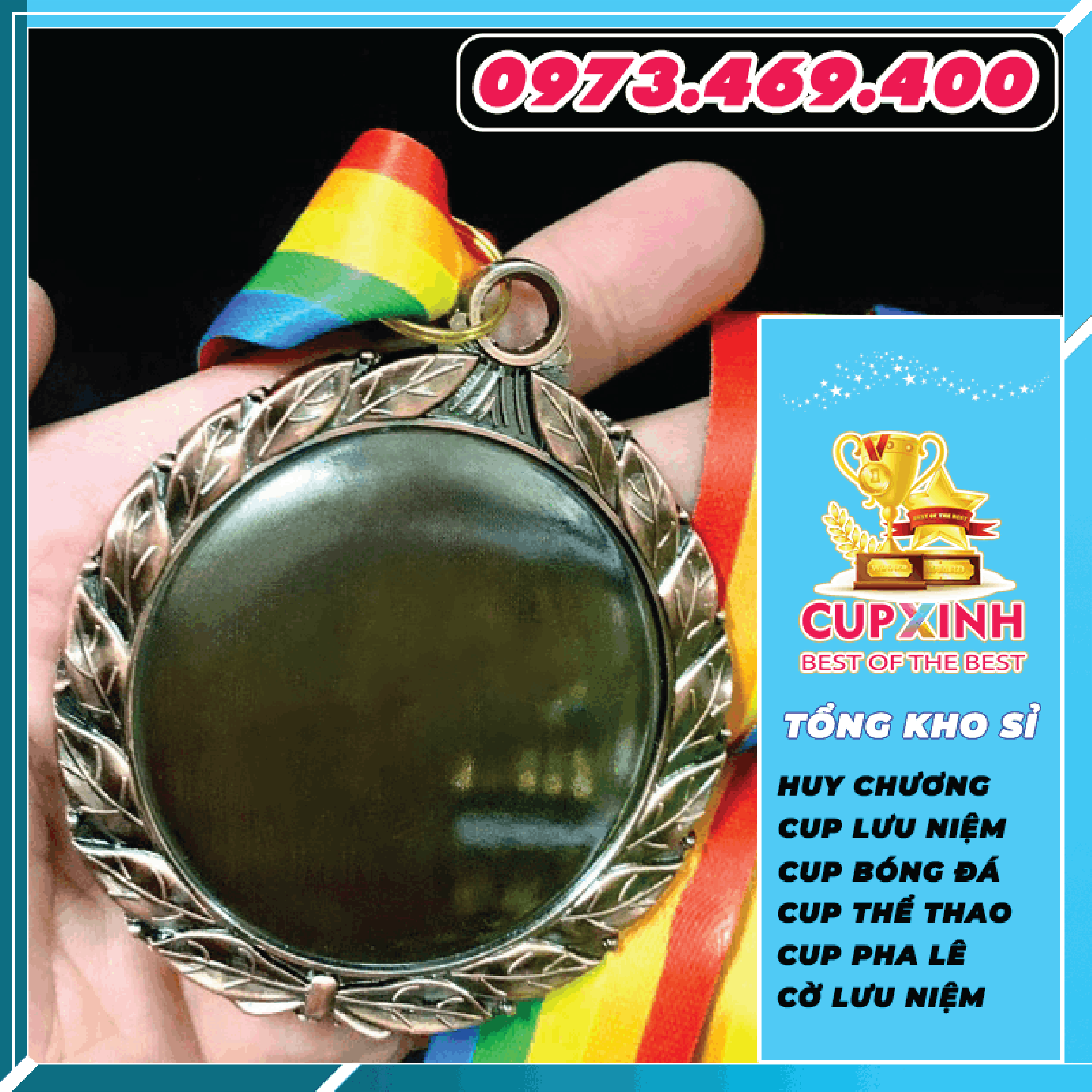 HC026 Lúa Trơn Huy Chương Vàng Bạc Đồng Kim Loại