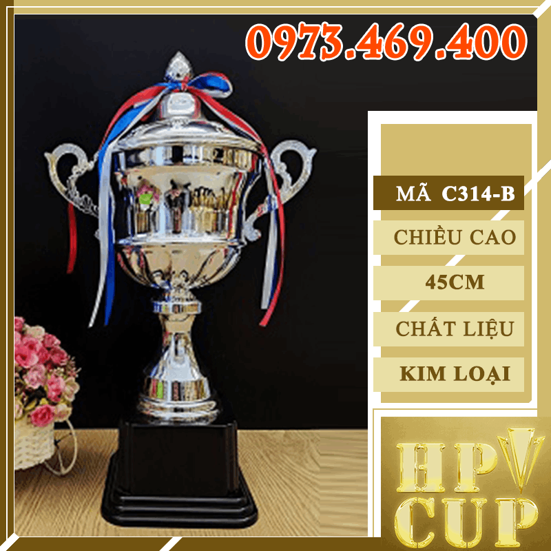 C314 Cup Bạc Chóp Nhọn Thân Bầu Cup Bộ Kim Loại