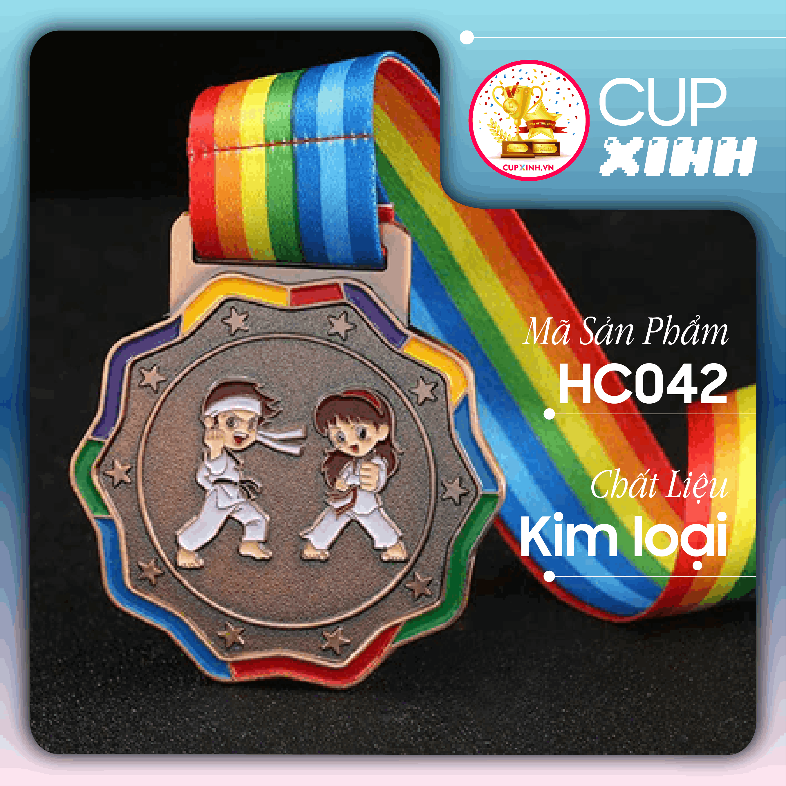 HC042 Huy Chương Võ Thuật Vàng Bạc Đồng Kim Loại Nhiều Màu Sắc