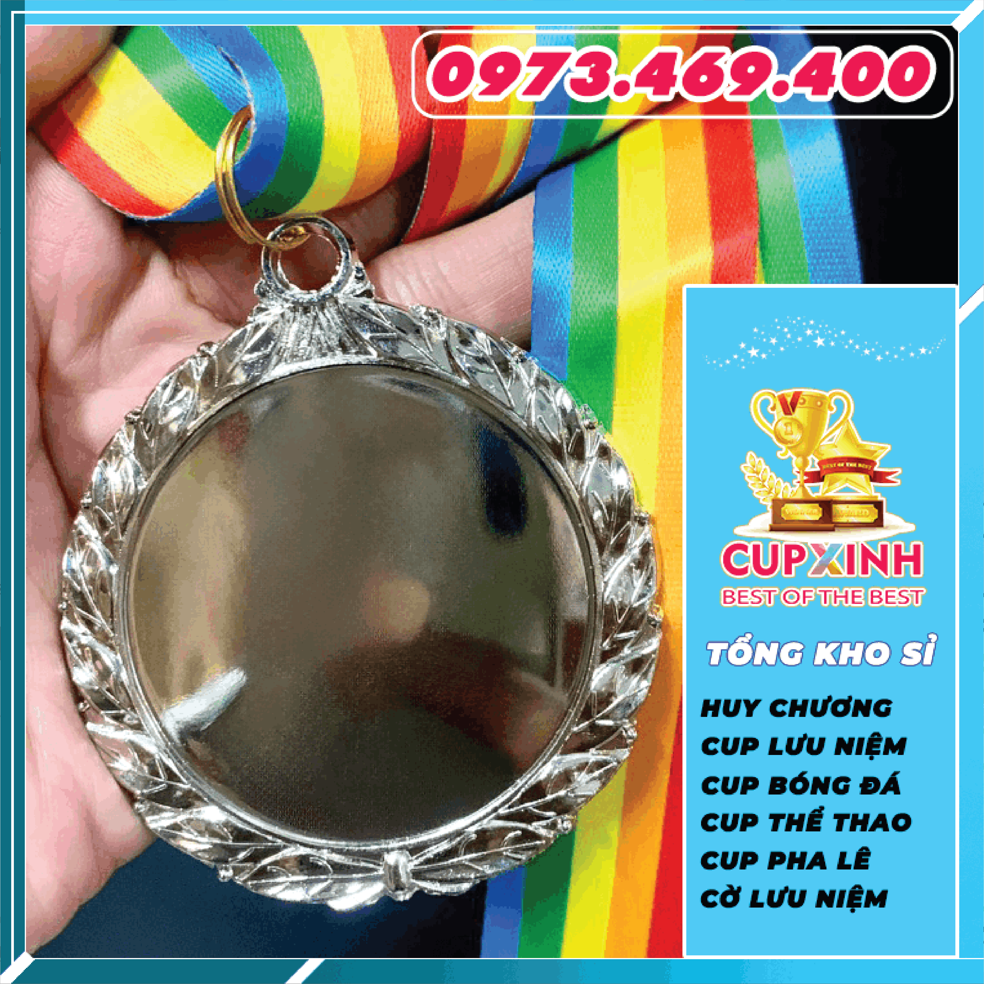 HC026 Lúa Trơn Huy Chương Vàng Bạc Đồng Kim Loại