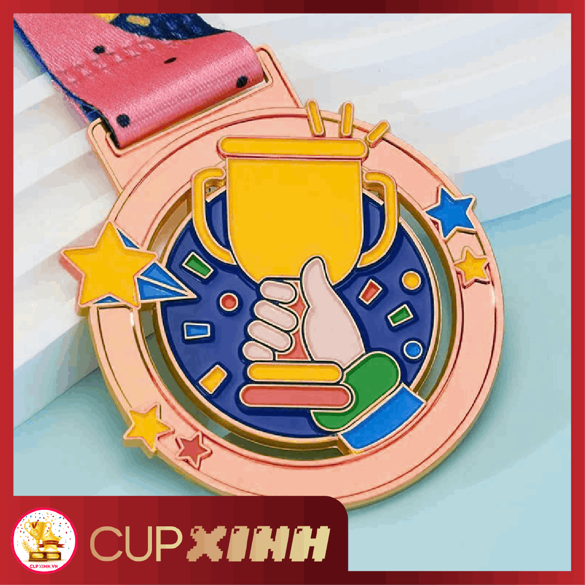 HC052 Huy Chương Vàng Bạc Đồng Kim Loại Nhiều Màu Sắc