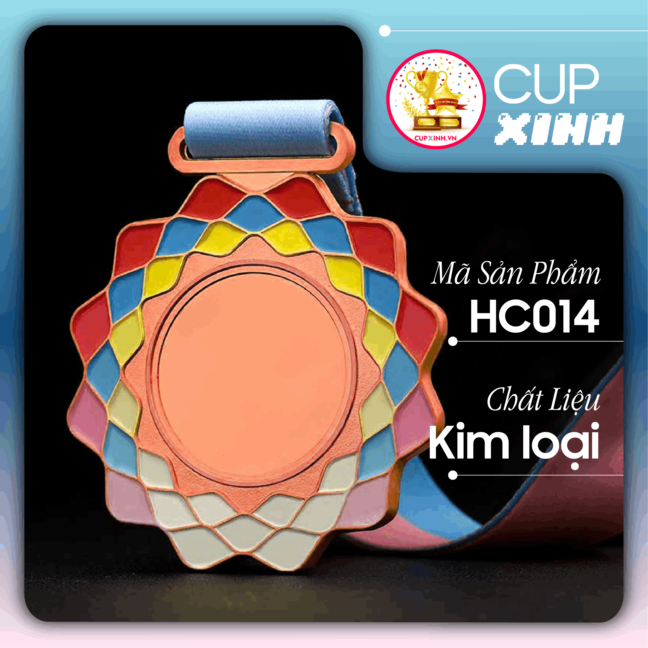 HC014 Huy Chương Vàng Bạc Đồng Kim Loại Nhiều Màu Sắc