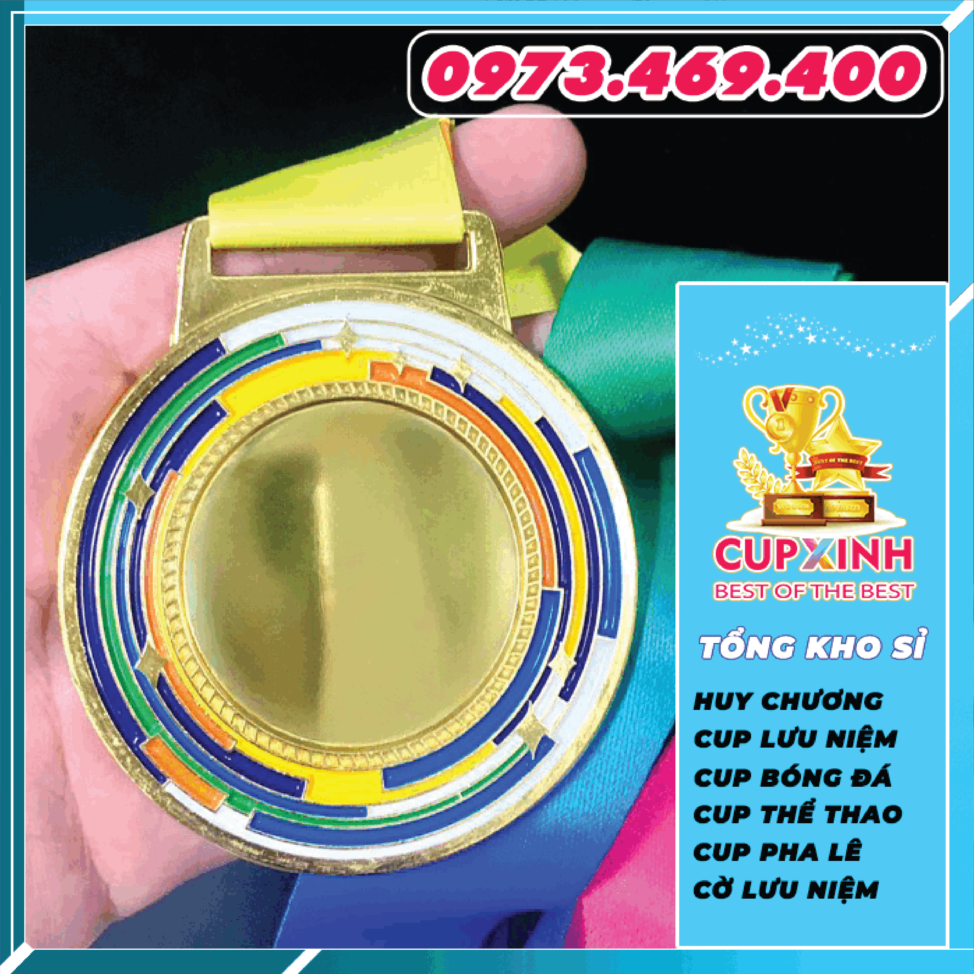 HC007 Tròn Huy Chương Vàng Bạc Đồng Kim Loại