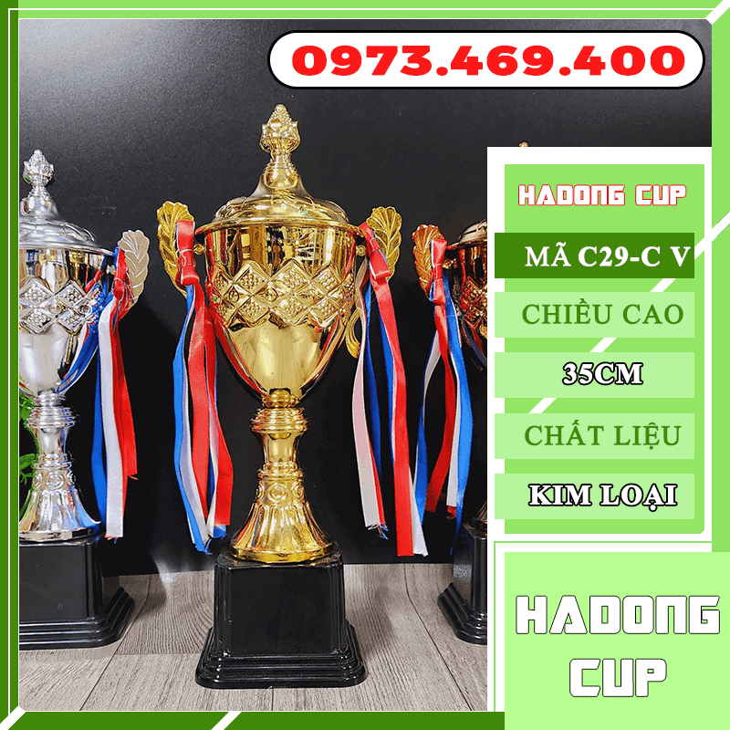 C029-C Cup Thân Quả Trám Cup Bộ Vàng Bạc Đồng Kim Loại