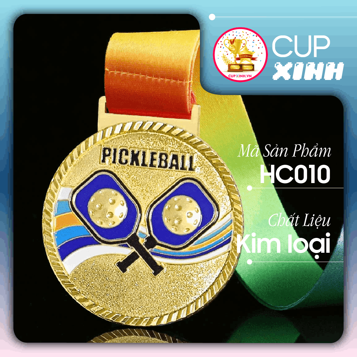 HC010 Huy Chương Pickleball Vàng Bạc Đồng Kim Loại