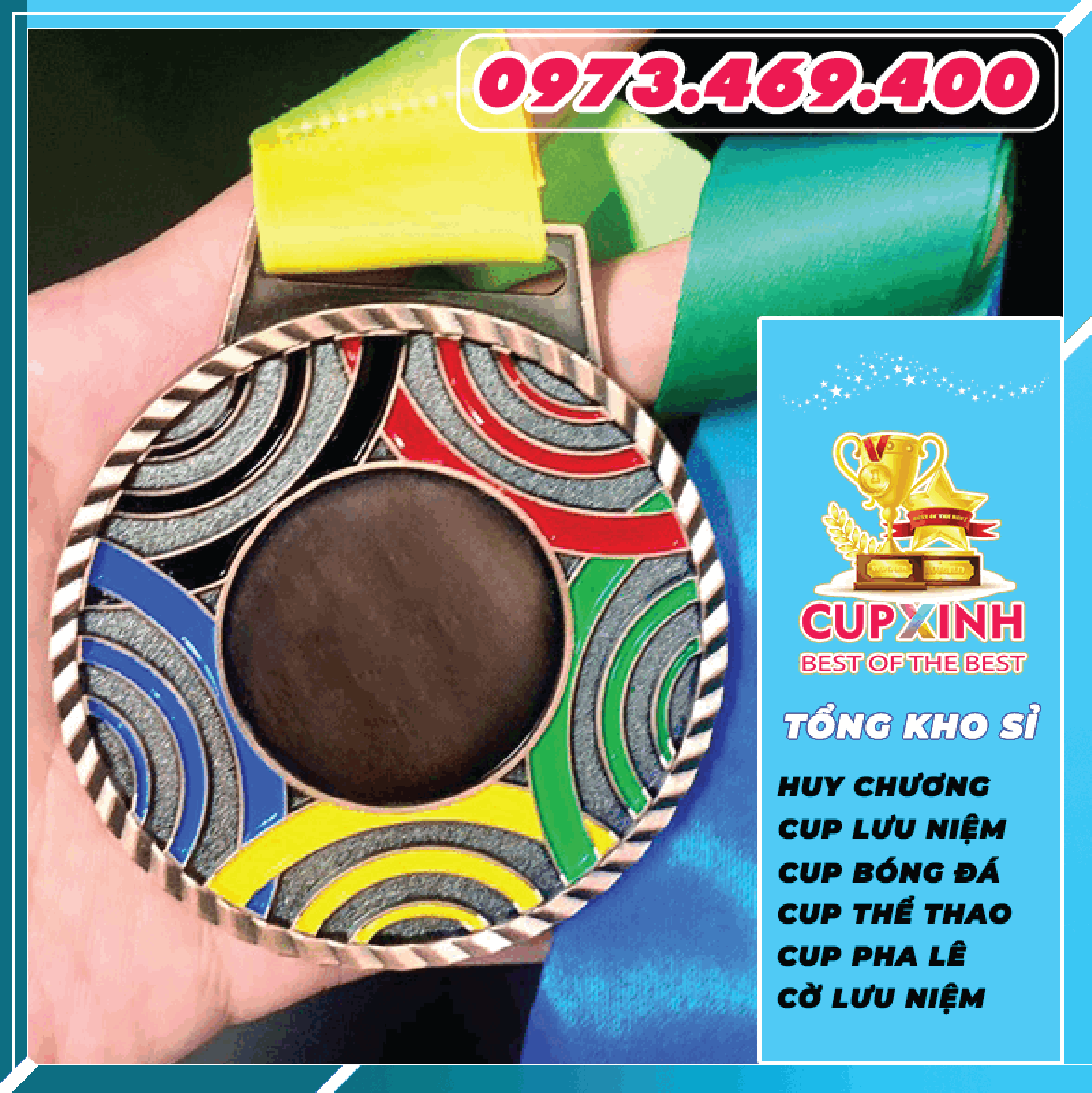 HC009 Vân Tròn Huy Chương Vàng Bạc Đồng Kim Loại