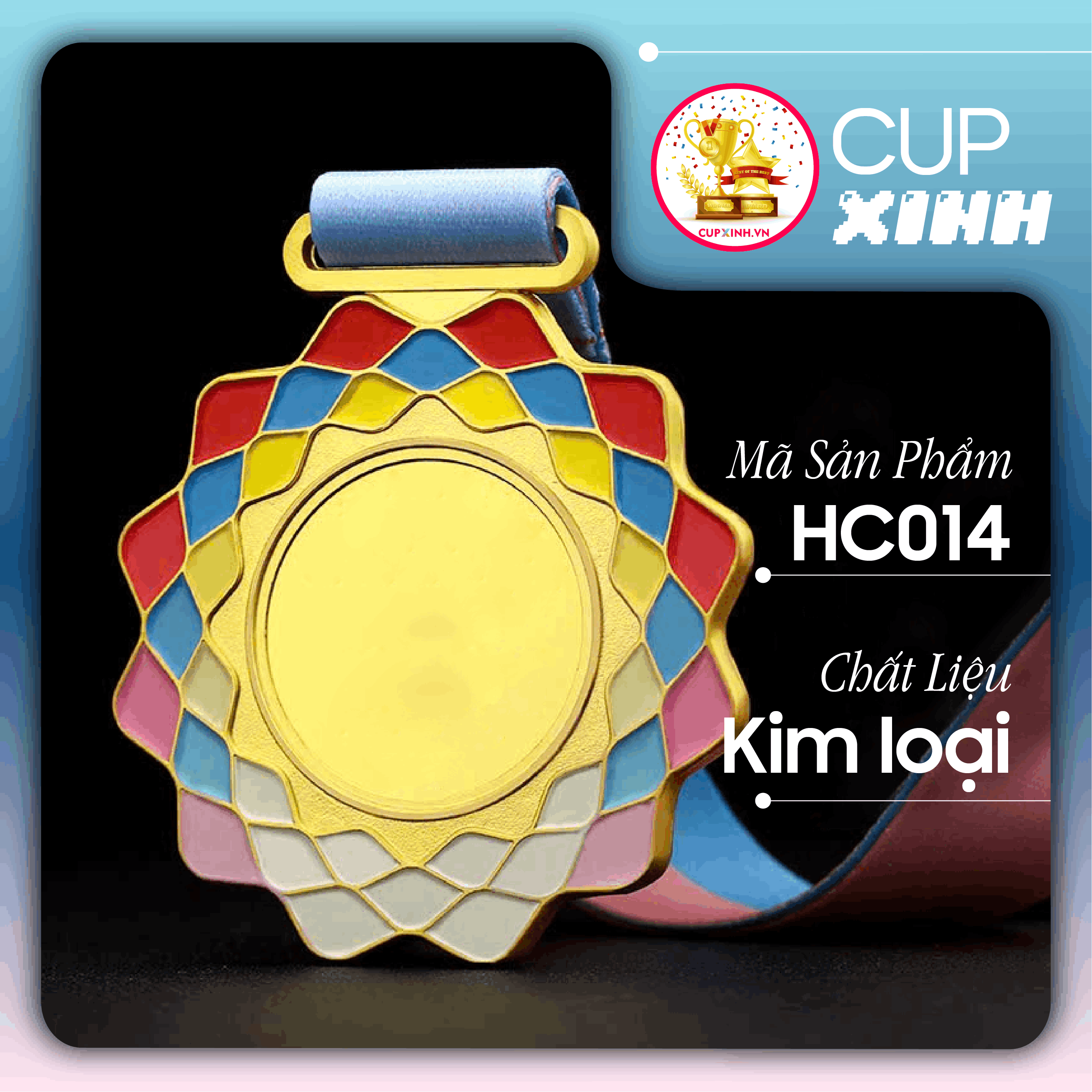 HC014 Huy Chương Vàng Bạc Đồng Kim Loại Nhiều Màu Sắc