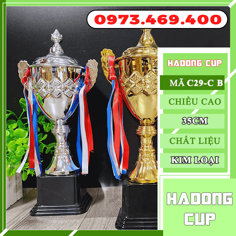 C029-C Cup Thân Quả Trám Cup Bộ Vàng Bạc Đồng Kim Loại