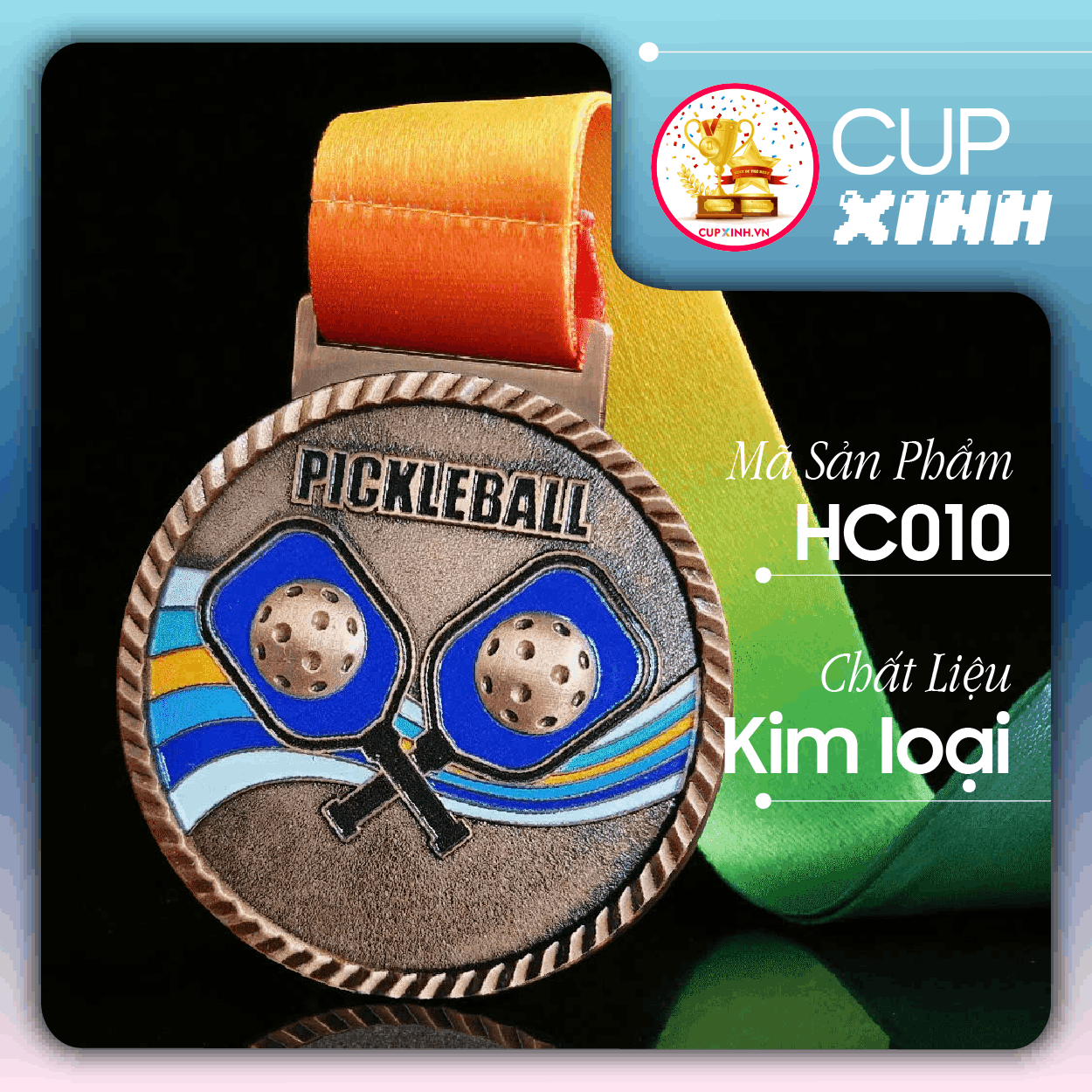 HC010 Huy Chương Pickleball Vàng Bạc Đồng Kim Loại