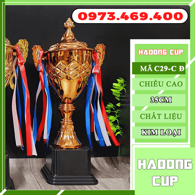 C029-C Cup Thân Quả Trám Cup Bộ Vàng Bạc Đồng Kim Loại