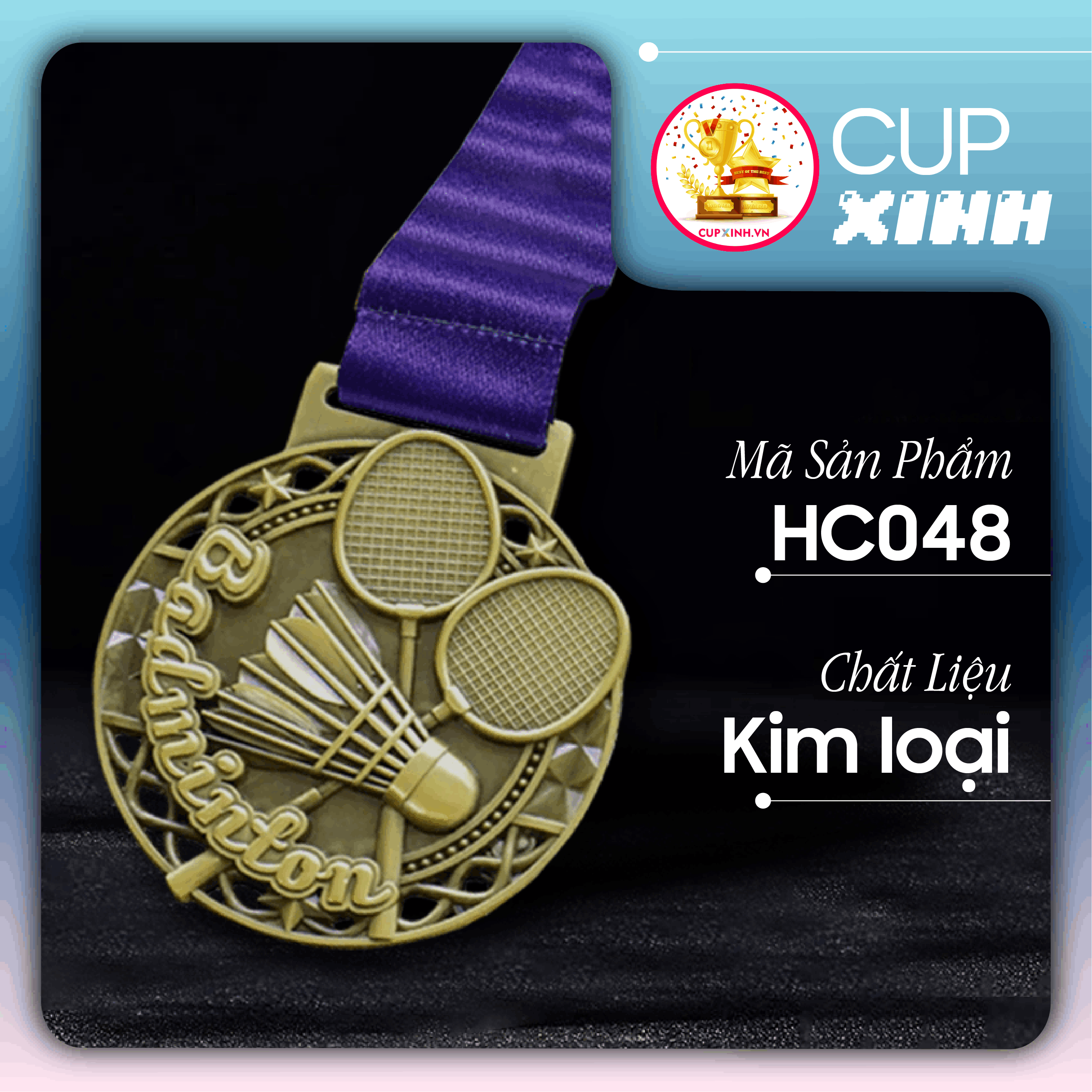 HC048 Huy Chương Cầu Lông Vàng Bạc Đồng Kim Loại