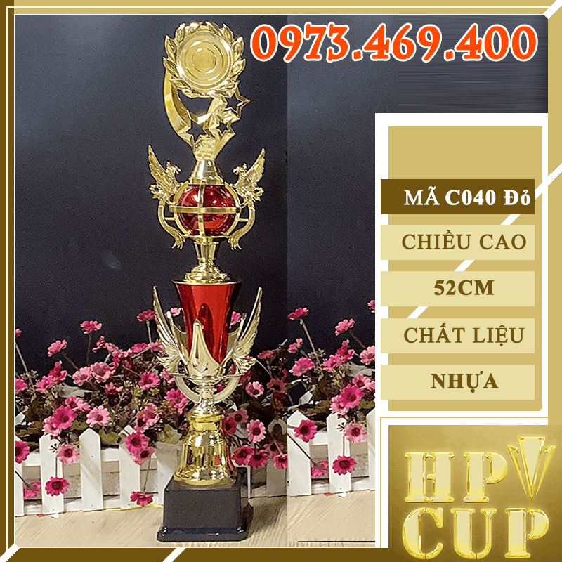 C040 Thẩm Mỹ Quả Đại Bàng Cup Bộ  Đỏ Xanh Trắng Nhựa
