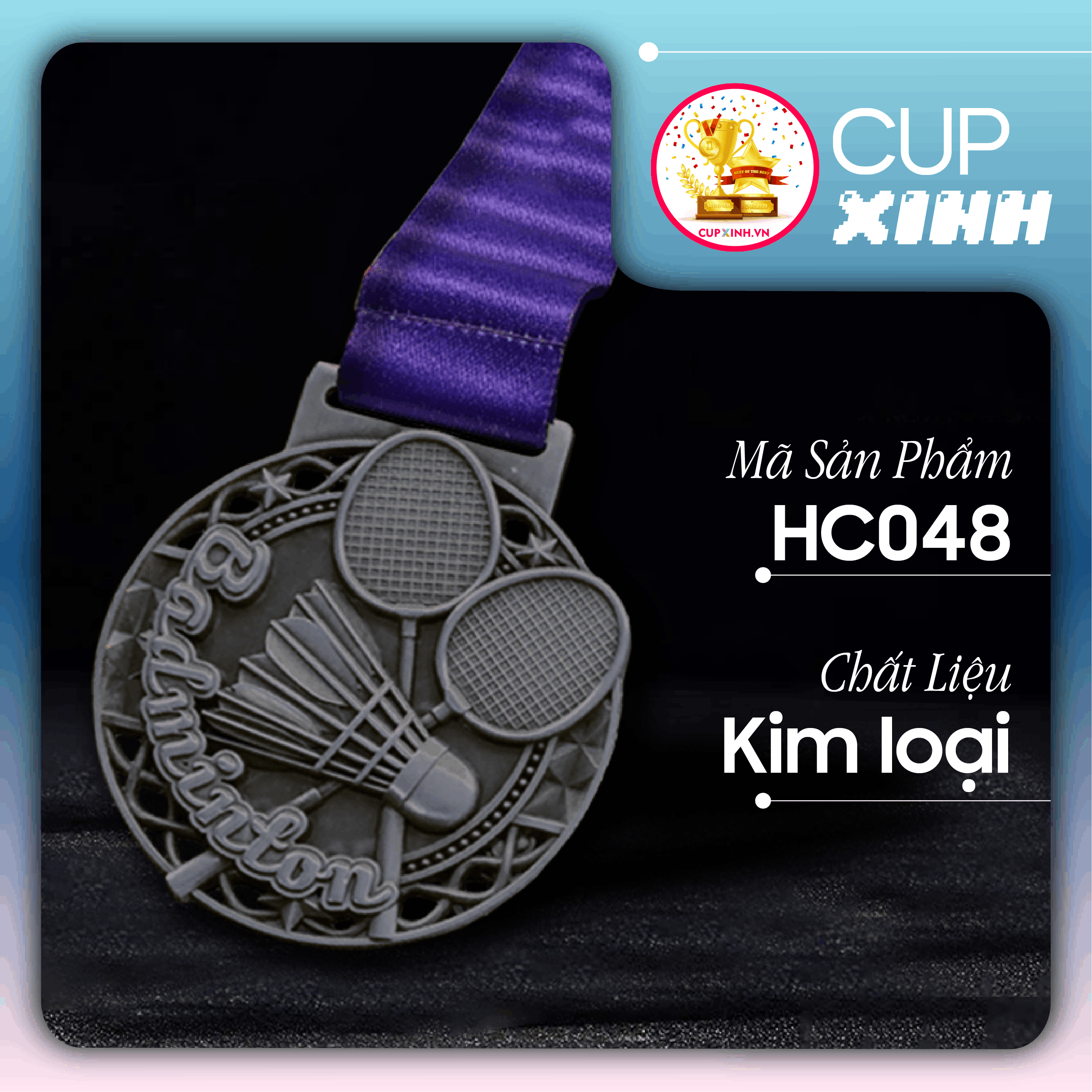 HC048 Huy Chương Cầu Lông Vàng Bạc Đồng Kim Loại