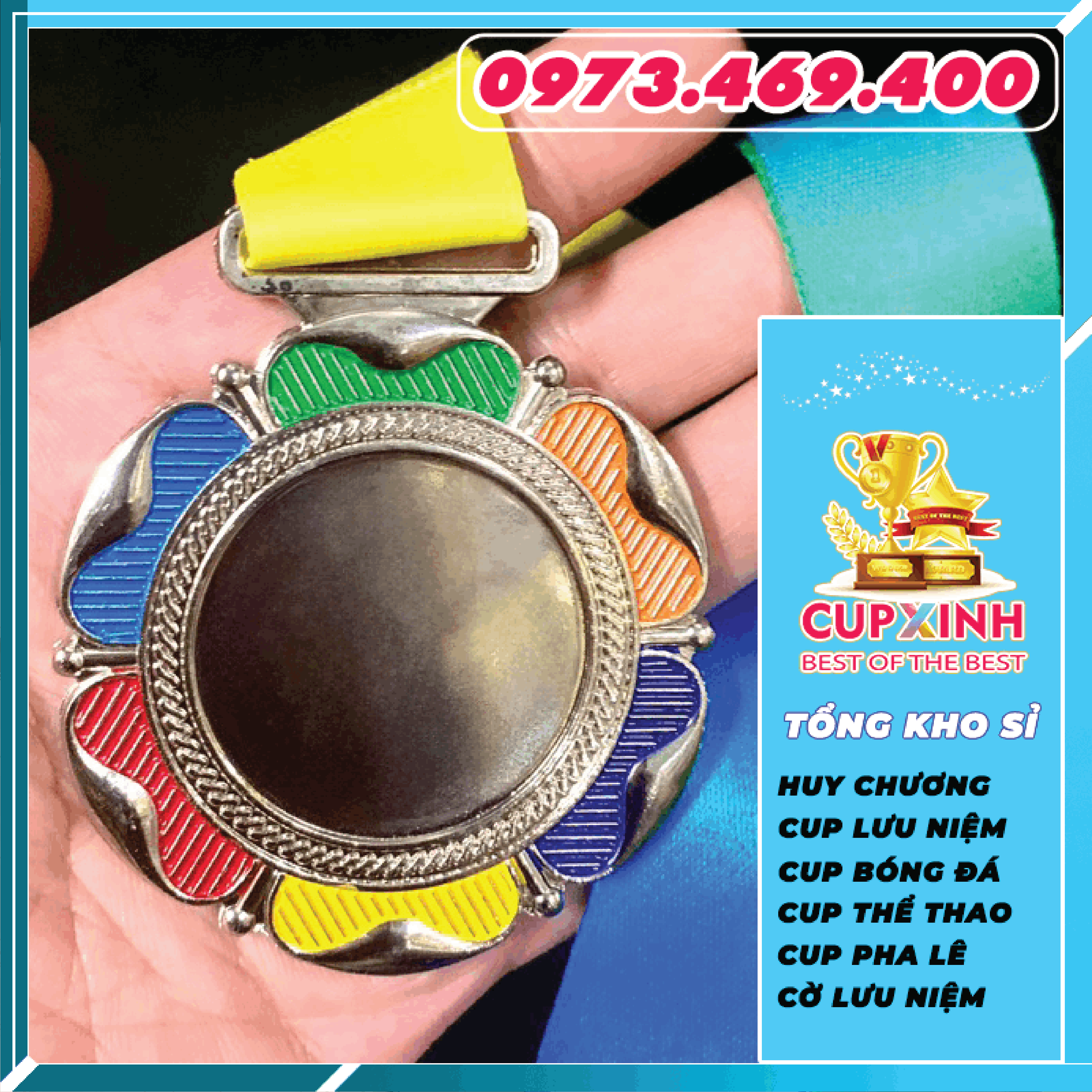 HC017 Viền Hoa Huy Chương Vàng Bạc Đồng Kim Loại