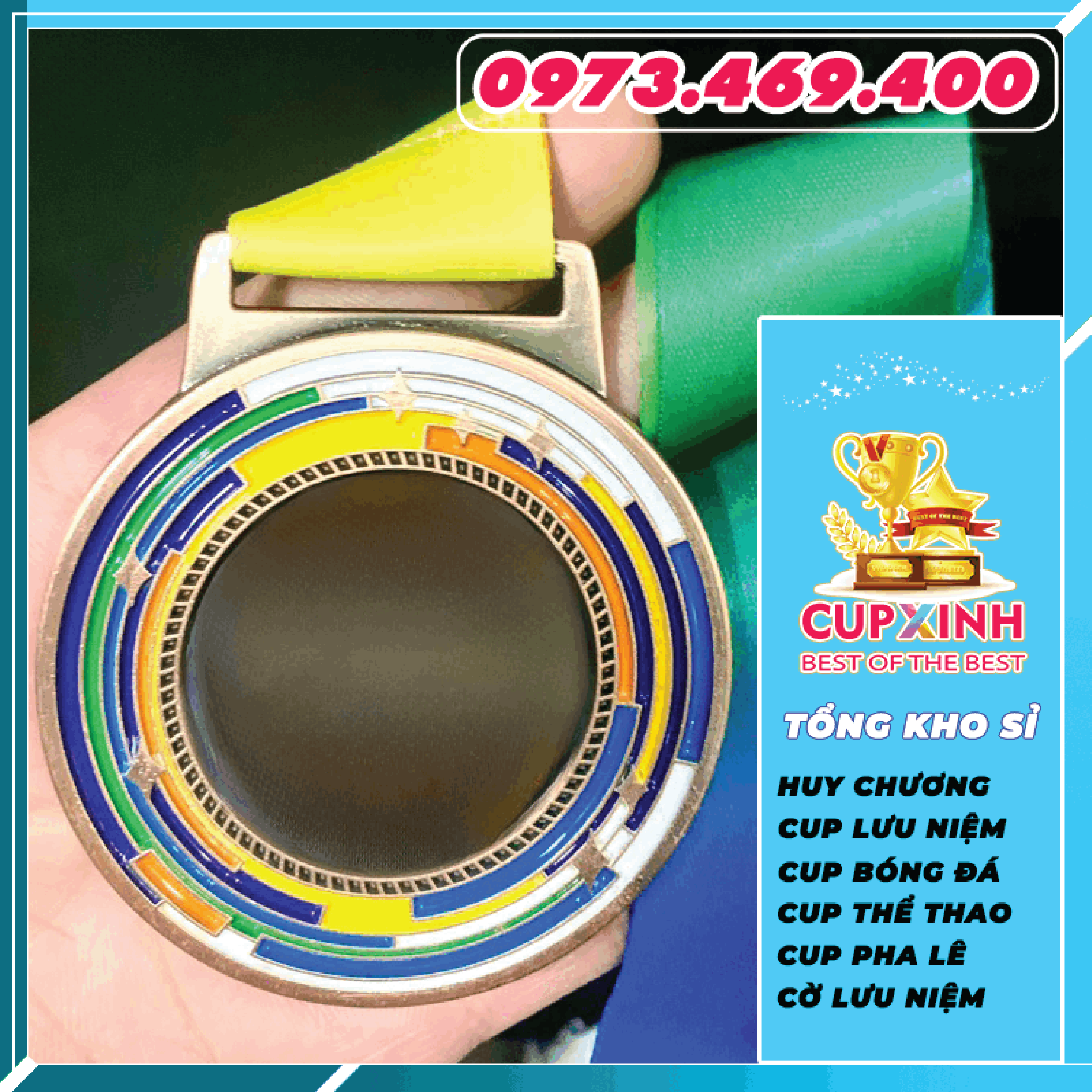 HC007 Tròn Huy Chương Vàng Bạc Đồng Kim Loại