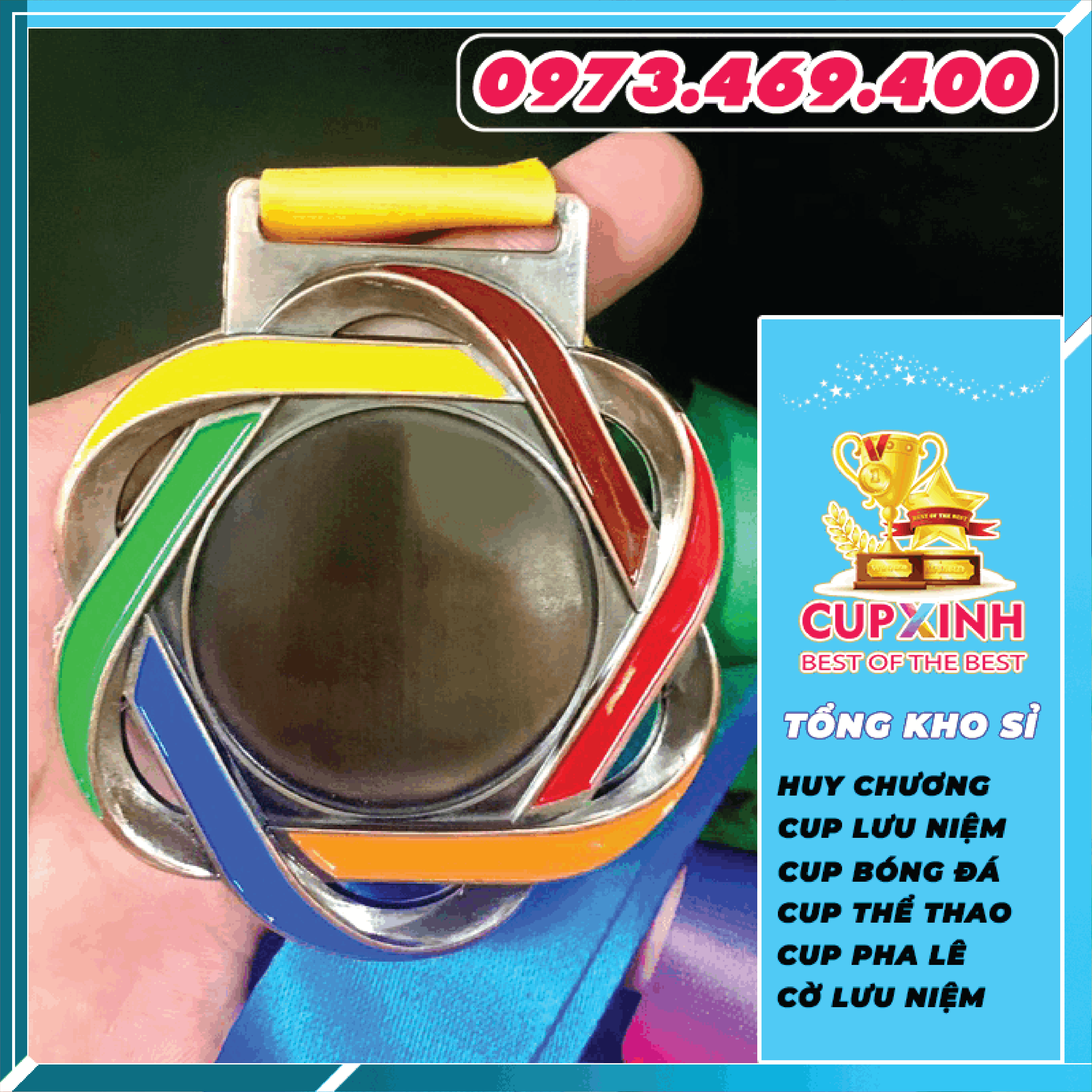 HC005 Ngũ Giác Đan Huy Chương Vàng Bạc Đồng Kim Loại
