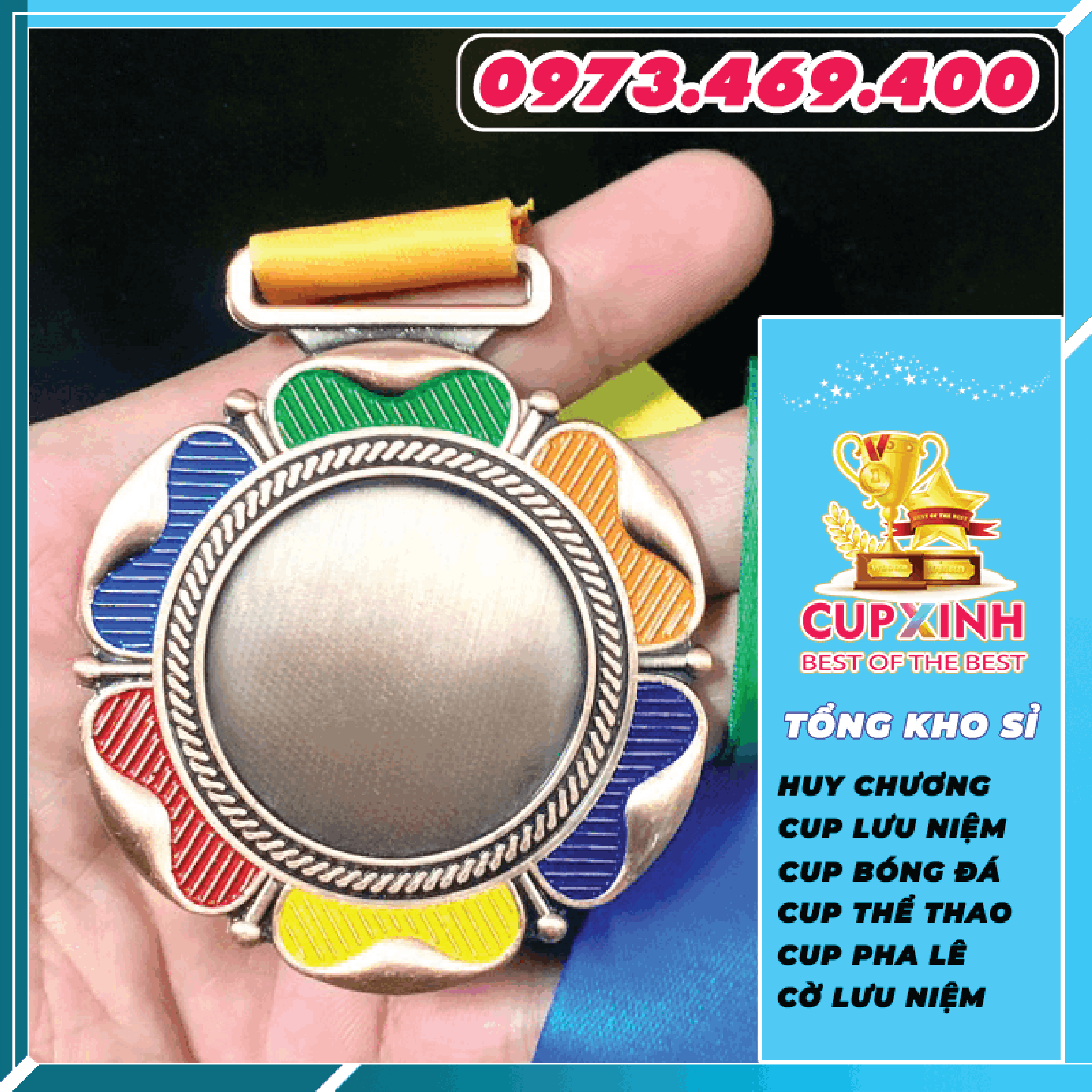 HC017 Viền Hoa Huy Chương Vàng Bạc Đồng Kim Loại