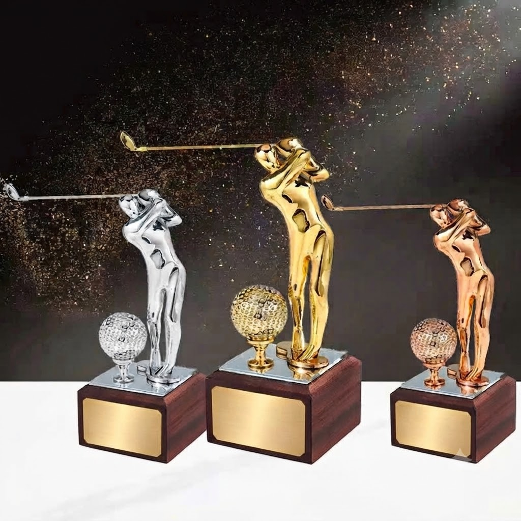 CUP GOLF KIM LOẠI ĐẾ GỖ CAO CẤP