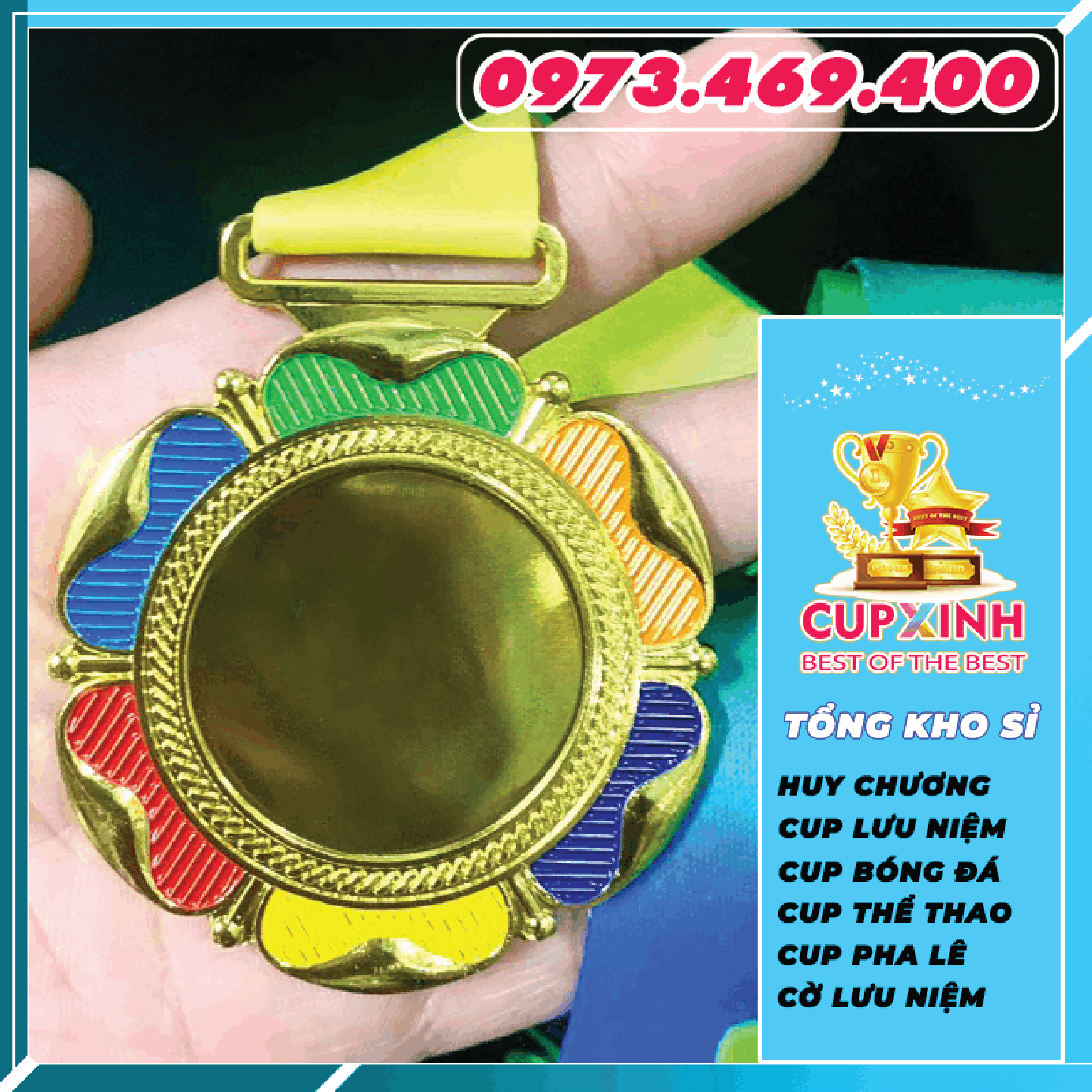 HC017 Viền Hoa Huy Chương Vàng Bạc Đồng Kim Loại