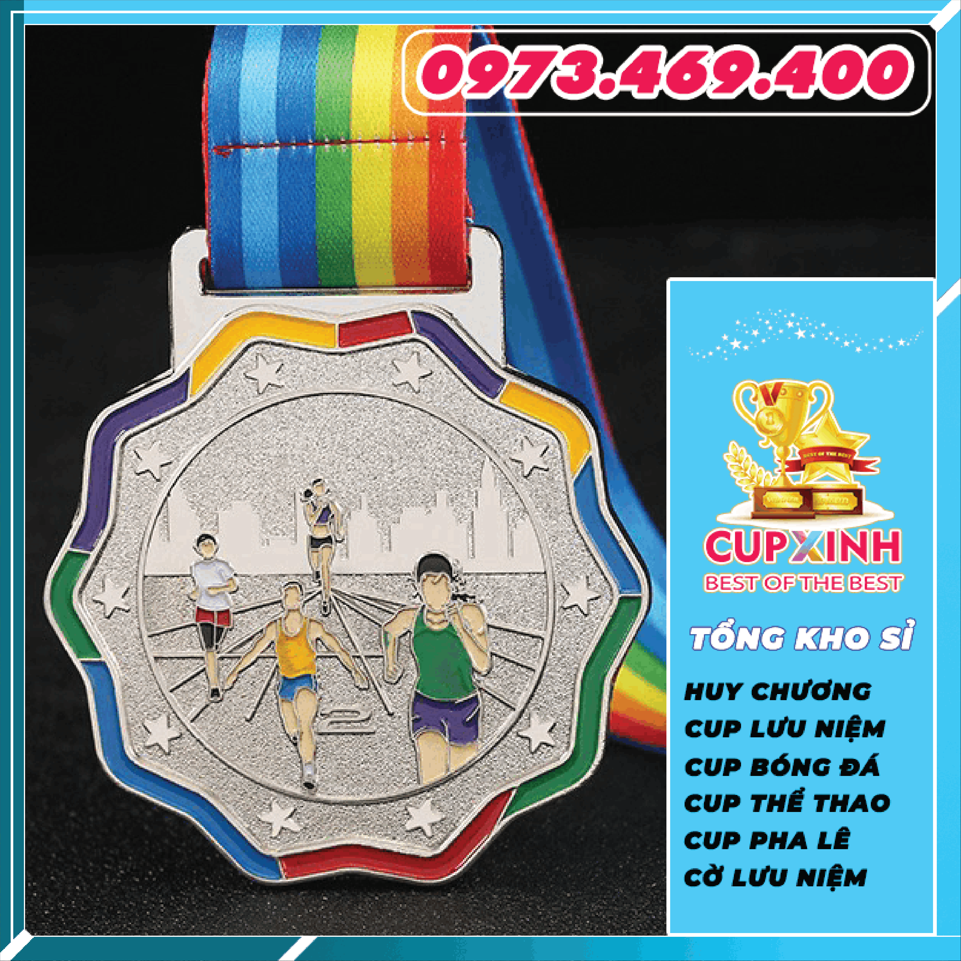 HC031 Bộ Môn Chạy Huy Chương Vàng Bạc Đồng Kim Loại