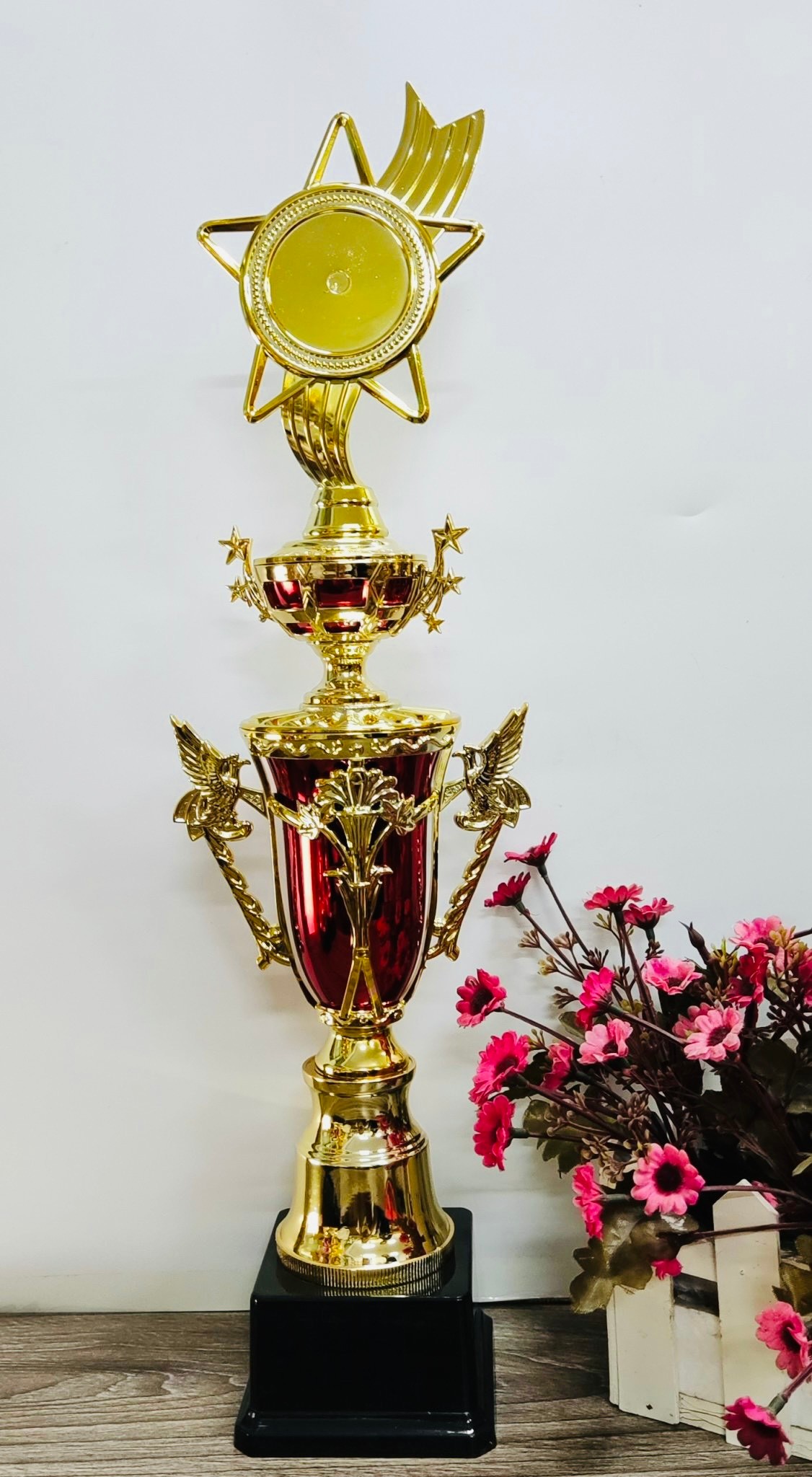 C058 - Cup Quả Dẹt Thân Chim Thẩm Mỹ Đỏ Trắng Xanh Tím