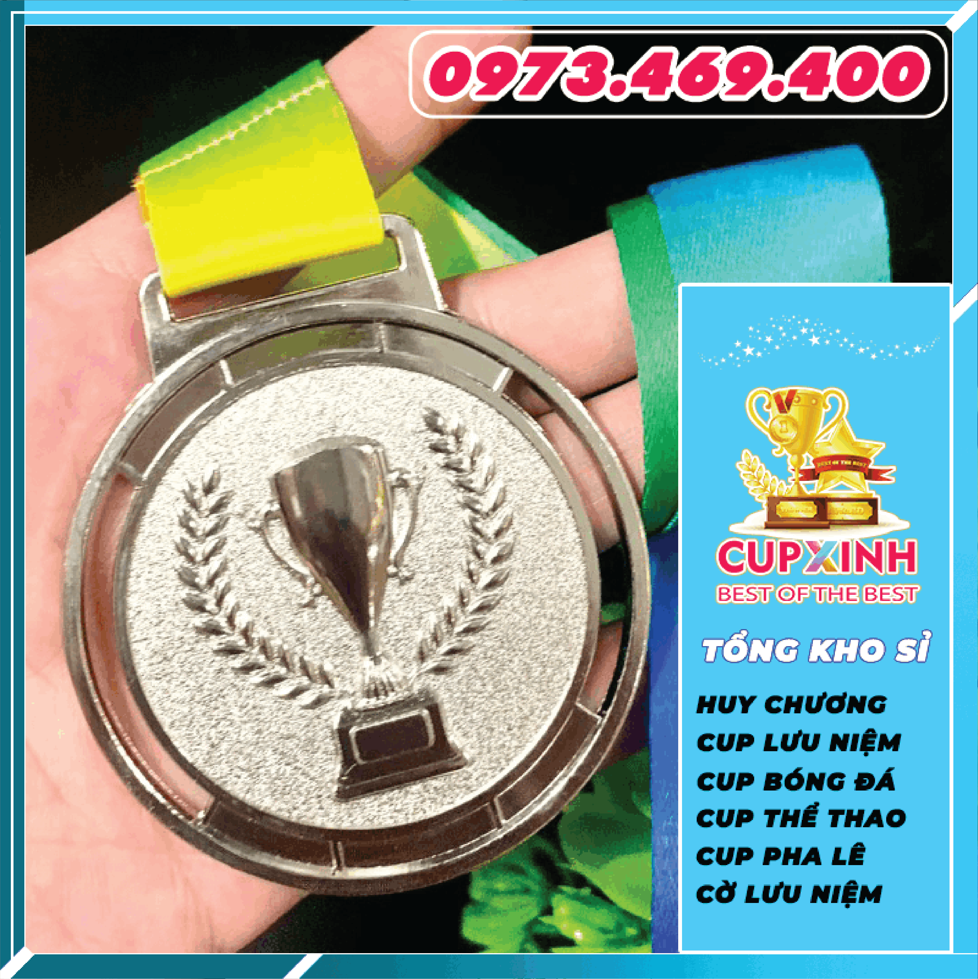 HC019 CUP Huy Chương Vàng Bạc Đồng Kim Loại