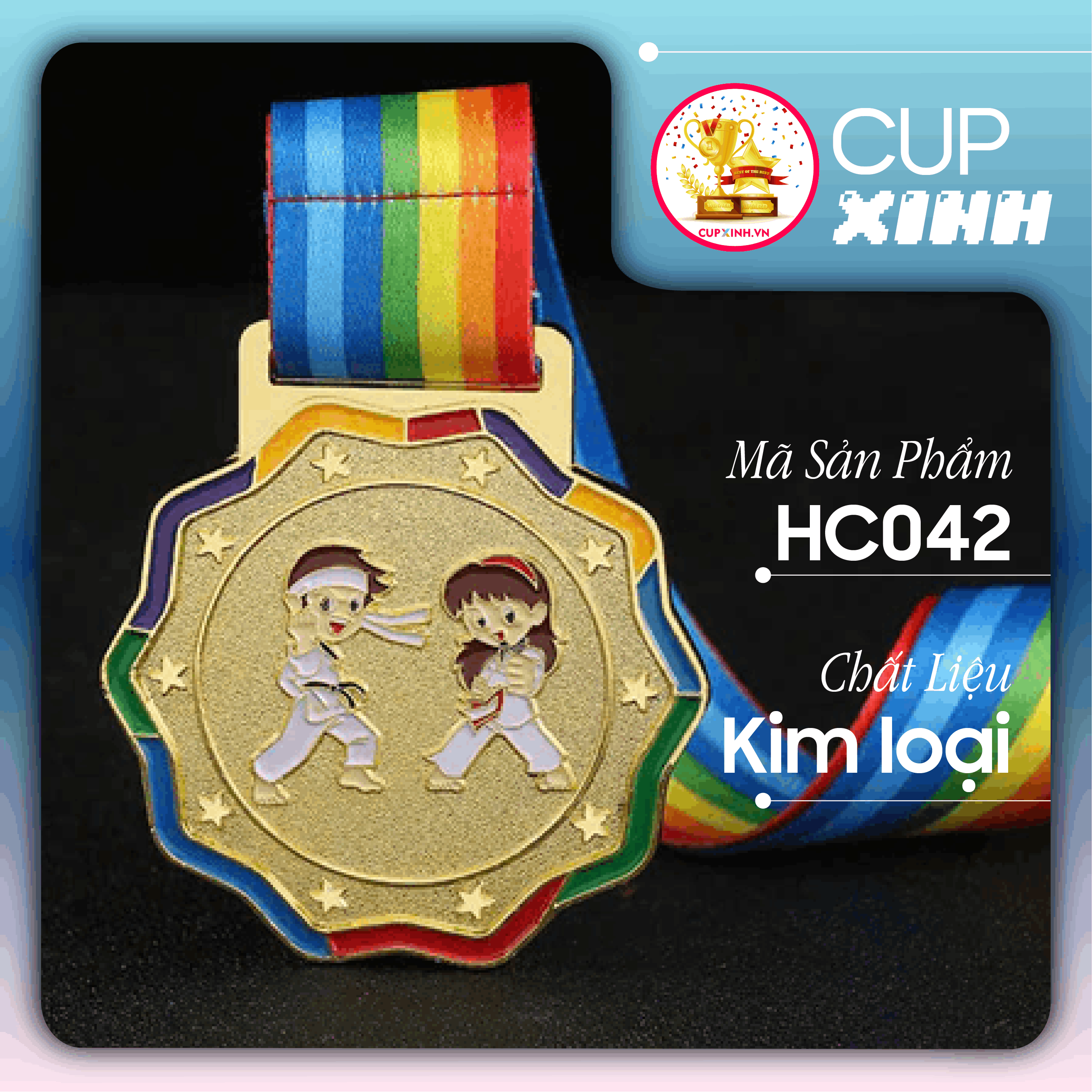 HC042 Huy Chương Võ Thuật Vàng Bạc Đồng Kim Loại Nhiều Màu Sắc