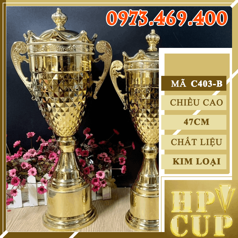 C403 Cup Thân Thoi Chân Vàng Tròn Cup Bộ Kim Loại