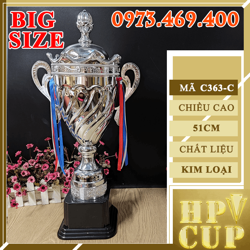 C360 Cup Vân Chéo Cong Cup Bộ Vàng Bạc Size Lớn Kim Loại