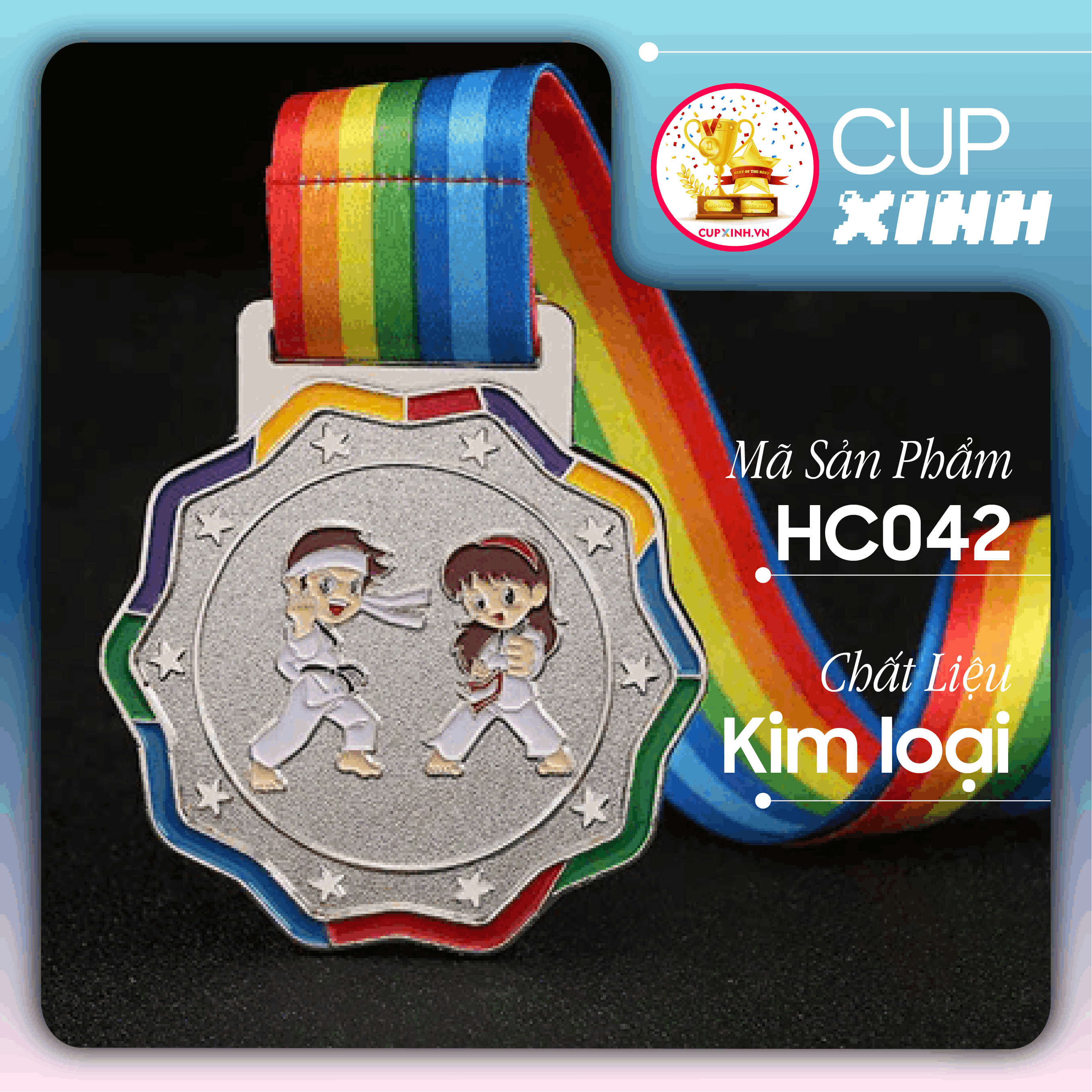 HC042 Huy Chương Võ Thuật Vàng Bạc Đồng Kim Loại Nhiều Màu Sắc